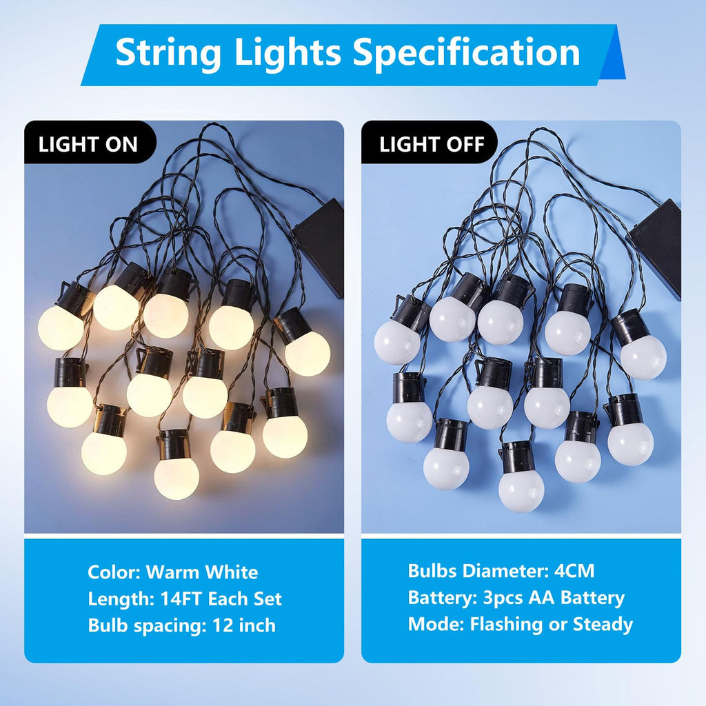 JoyBox Design 2-Pack String Lights Marquee Light Up Letters Numbers 3 4 Foot Tall 12FT with 12 Battery Operated LED Bulbs G40 for Indoor Outdoor Party Wedding Christmas Decorations