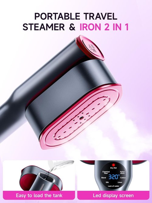 DRFLASH 2-in-1 Garment Steamer & Iron - Fast 15s Heat-Up, Portable Travel Size, 1200W with Large Ceramic Panel