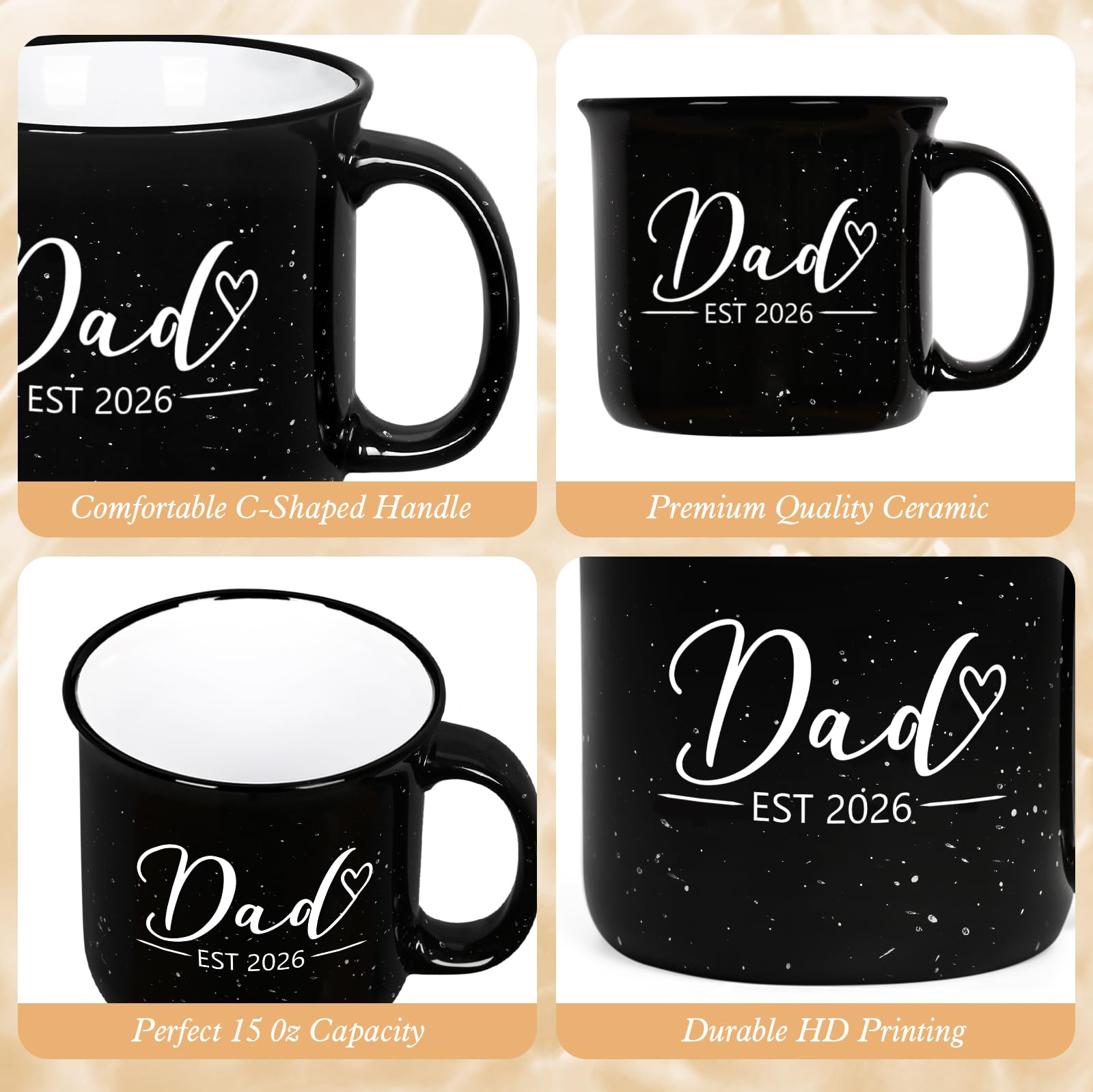 Maustic Mom and Dad Mugs, New Parents Gifts for Couples, New Mom and Dad Est 2026 Gifts for Expecting First Time Parents, 15 Oz