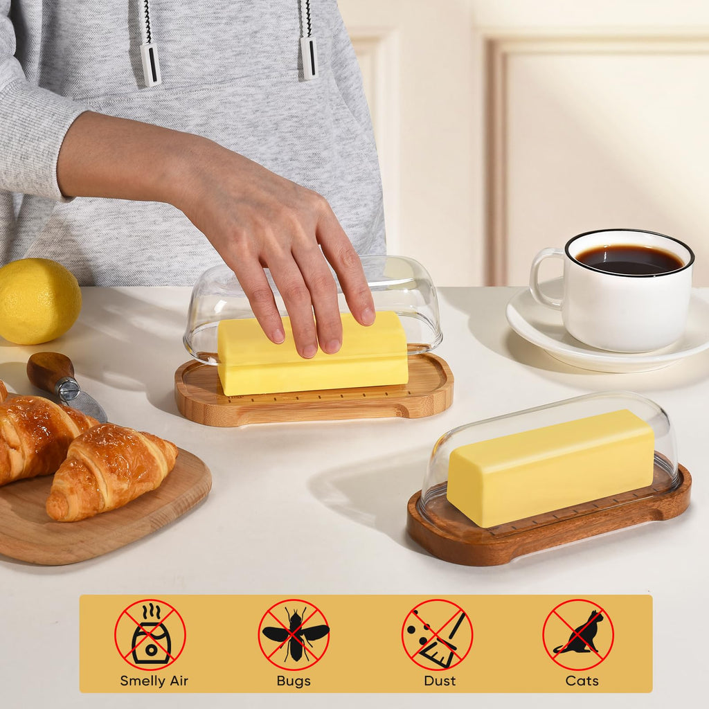 Butter Dish with Lid, Butter Container Holds for East/West Coast Butter, Butter Tray with Lid Fridge - Butter Holder for Counter, 2026 Upgrade