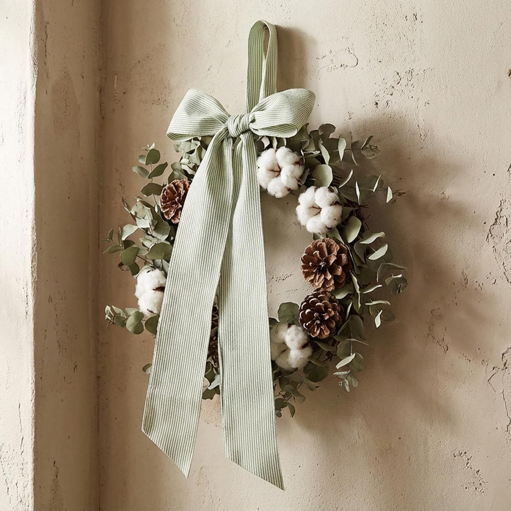Skiennix Wreath Sash - Holiday Stripes Design | 5.1'' W x 59'' L for Front Door Decor