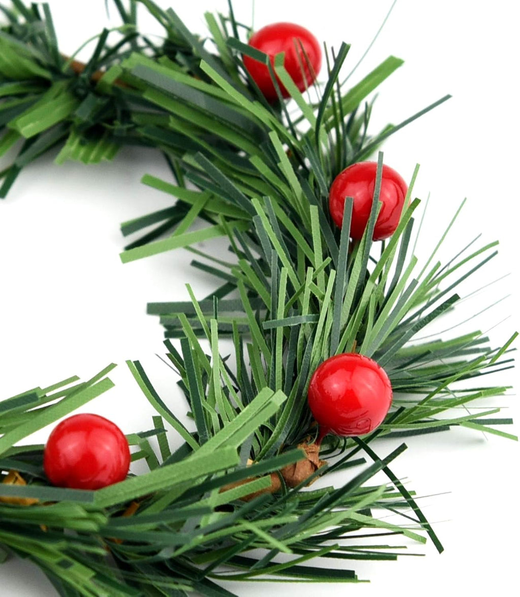Lystaii Christmas Candle Rings - 10pcs Red Artificial Berry Wreaths for Holiday Table Decor | Large Size
