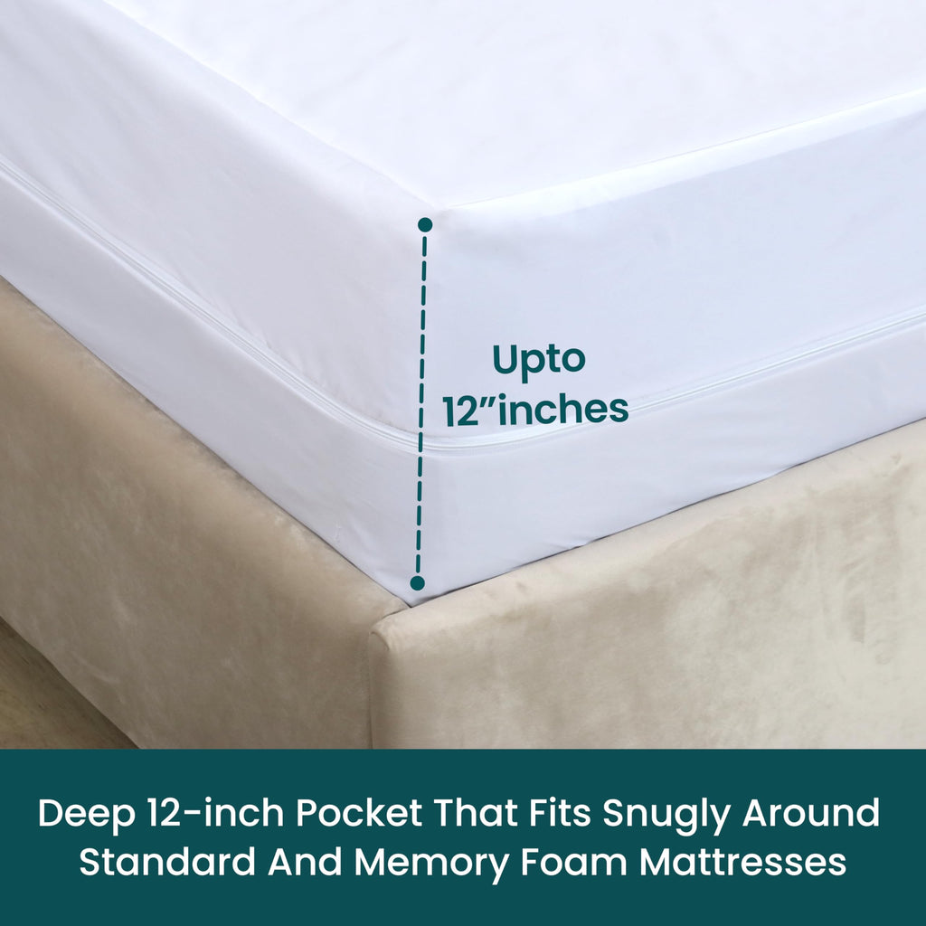 Zippered Mattress Encasement, Full Size Waterproof Mattress Protector, Breathable & Noiseless Absorbent 6-Sided Mattress Cover