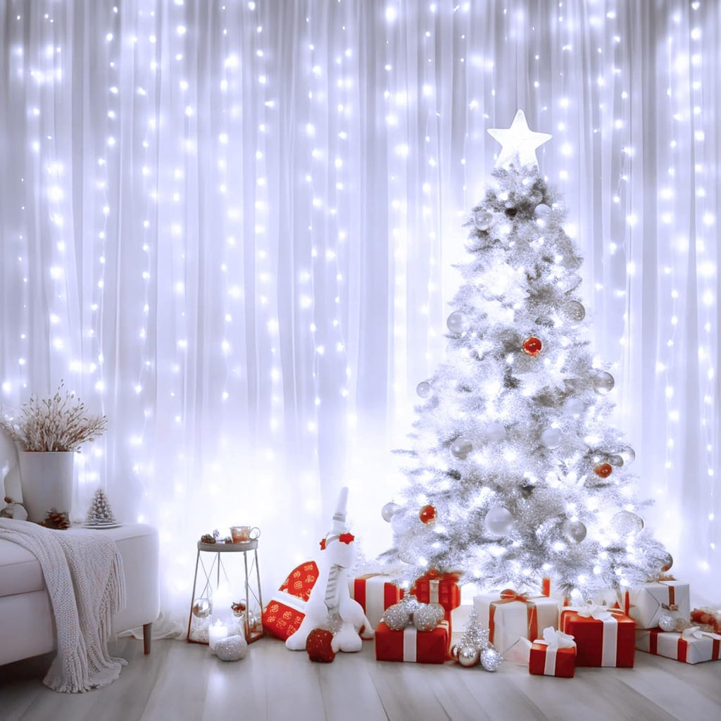 Minetom 300 LED Dimmable Curtain Lights - Remote & Timer, 8 Modes | USB Powered Fairy Lights for Indoor Decor
