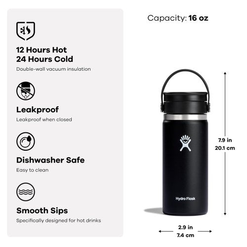 Hydro Flask Flex Sip Coffee Tumbler – Insulated Stainless Steel, Non Spill, Leak Proof Travel Coffee Cup 16 Oz Oat Tan