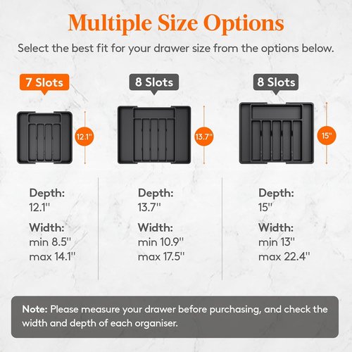Lifewit Drawer Organizer Set – Expandable Cutlery Storage for Silverware & Kitchen Utensils | BPA-Free, Black