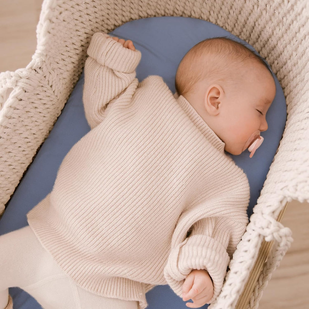Yoofoss Bassinet Sheets - 3-Pack Fitted Set for Halo Bassinest & Baby Delight | Soft, Breathable Blue & Cloud Design