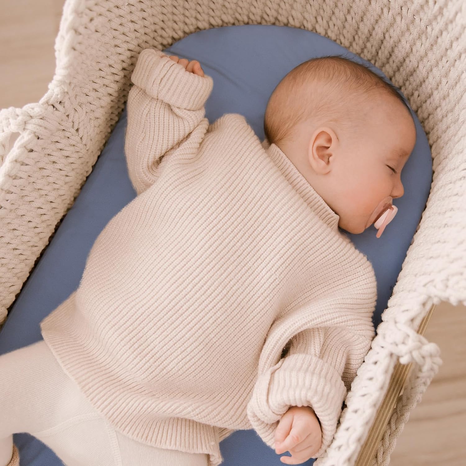 Yoofoss Bassinet Sheets - 3-Pack Fitted Set for Halo Bassinest & Baby Delight | Soft, Breathable Blue & Cloud Design