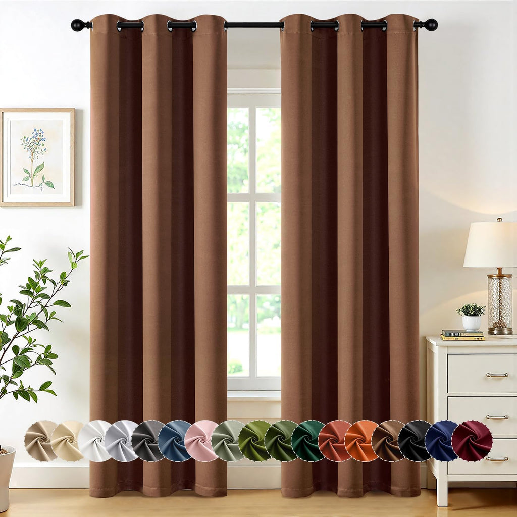 MIULEE Blackout Curtains - Thermal Insulated Room Darkening Drapes, 72-Inch Length, Mocha Brown (2 Panels)