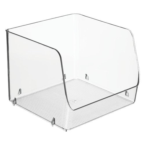 iDesign Stackable Clear Open Front Storage Bin, Easy Access Organizer for Kitchen, Pantry or Cabinet, 4-Pack
