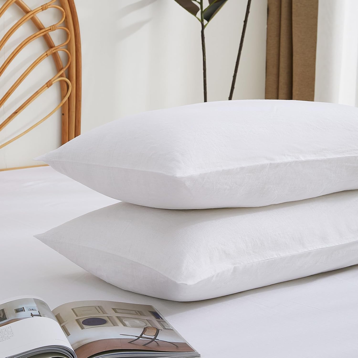 Skiennix 100% French Linen Pillowcase Set - Soft, Breathable Envelope Closure for Luxury Comfort | Ideal Gift for Mother's Day