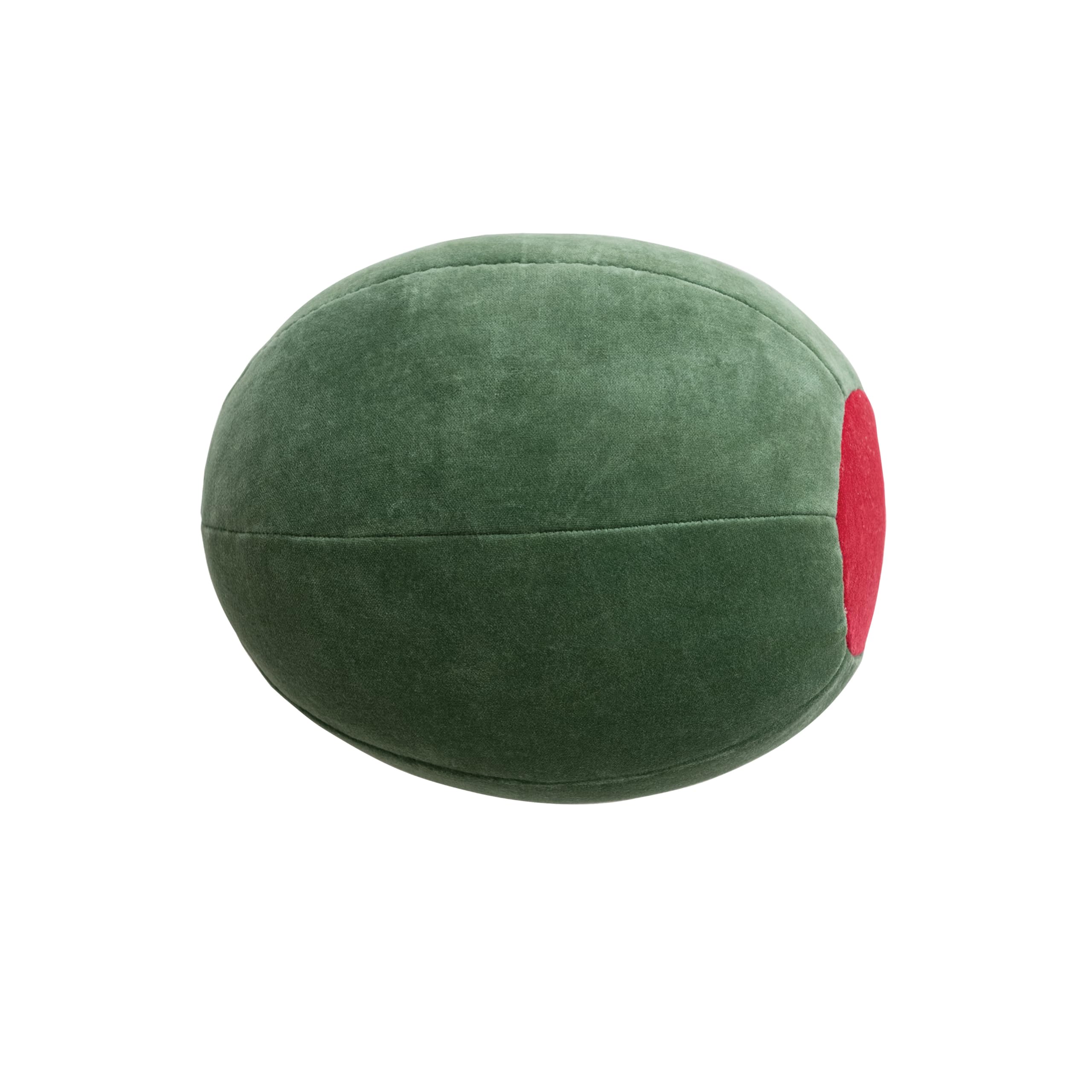 Creative Co-Op Cotton Velvet Olive Shaped Pillow, Green and Red