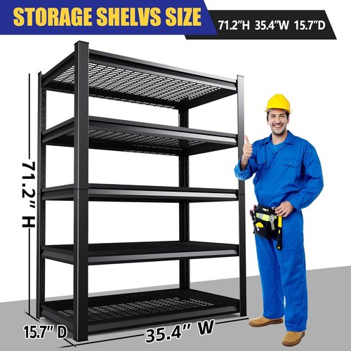 **Regine Switzerland 71" Heavy Duty Garage Shelving | 3000LBS Capacity 5-Tier Adjustable Metal Unit**