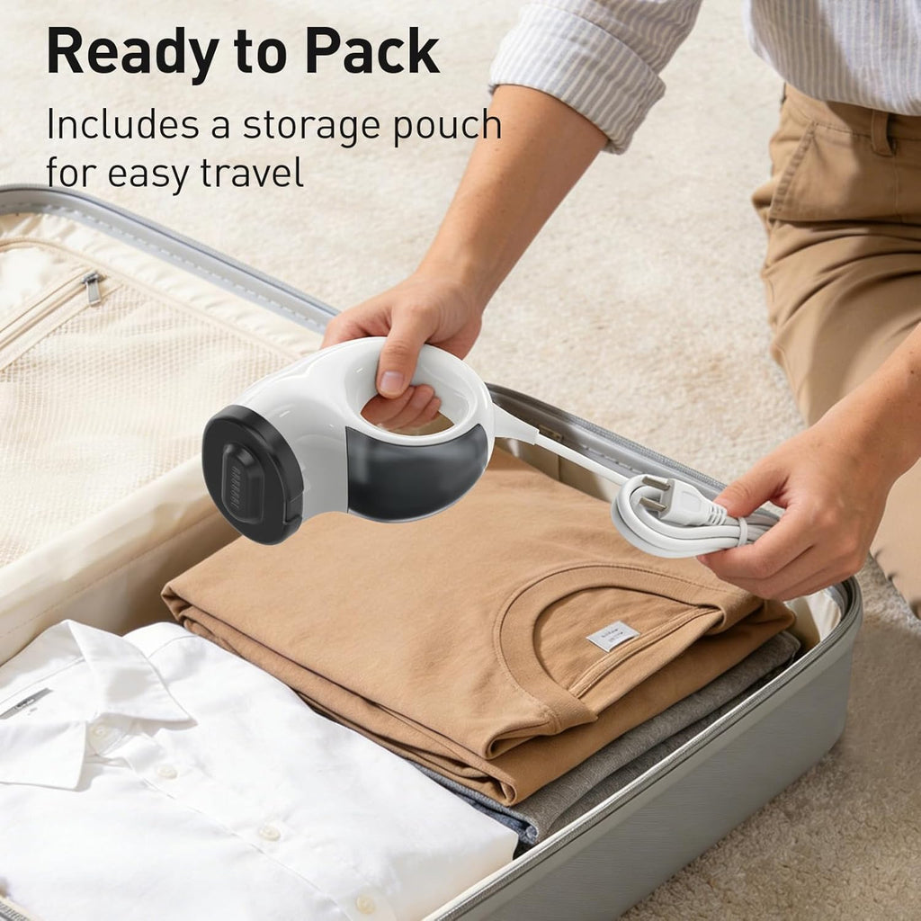 Skiennix Handheld Clothes Steamer - 2800Pa Suction & 25s Heat-Up - Compact Travel Iron with Base & Bag