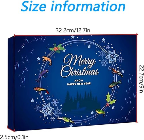 Fisherman Fishing Advent Calendar 2025 - 24 Days Countdown Gift Box for Bass & Trout Lures