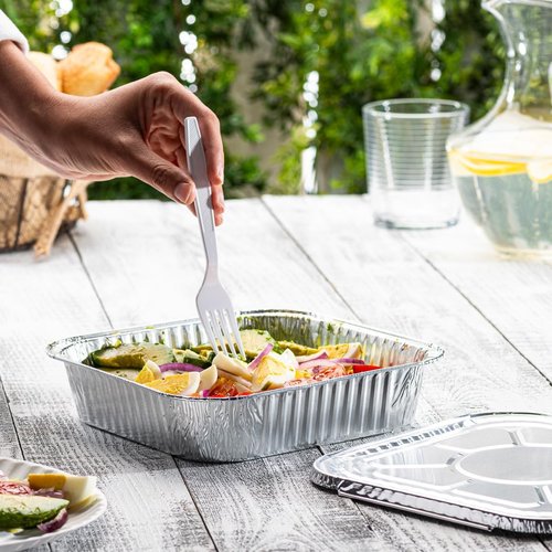 GUSTO 25 Sets 8-Inch Square Foil Pans - Disposable Aluminum Containers with Lids for Baking & Storing