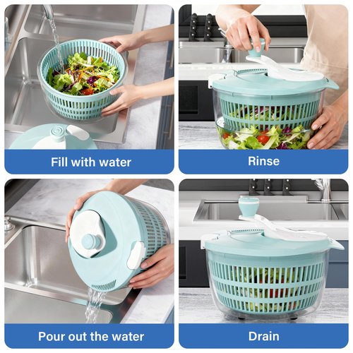 Salad Spinner,4.24Qt,Multi-Use Lettuce Spinner,Vegetable Dryer,Fruit Washer,Non-Slip Base,BPA-Free,Kitchen Gadget,Green