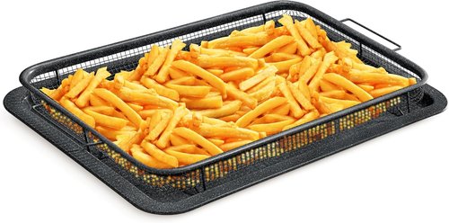 Bakken Swiss Crisper Tray - Large Non-Stick Gray Marble Coating | 2-Piece Set for Healthier Cooking
