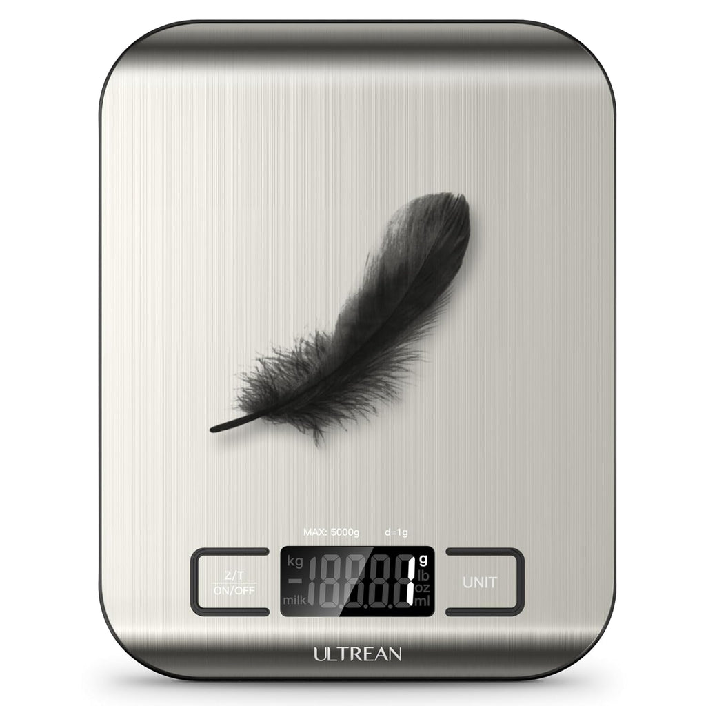 Ultrean Digital Kitchen Scale - Precision Weight Measurement in Grams & Ounces | 11lb Capacity, Stainless Steel