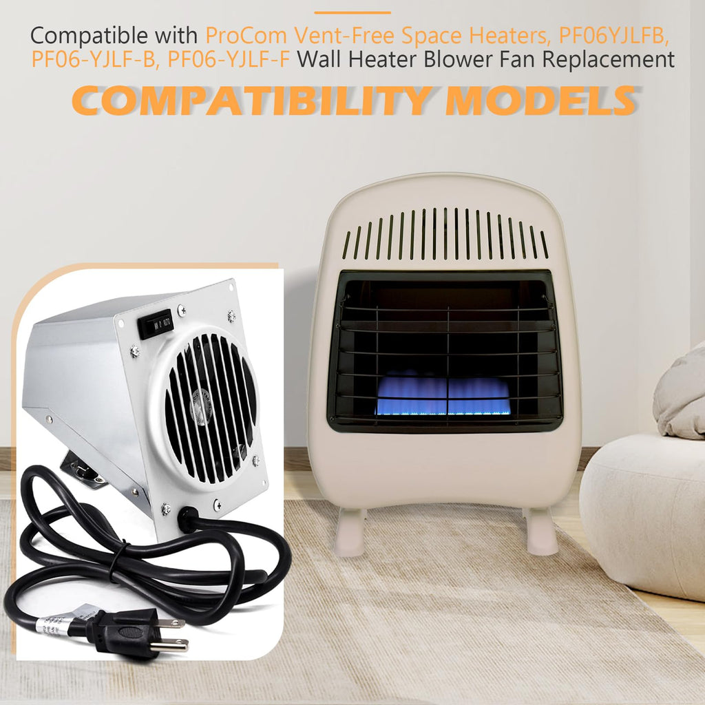 Aibabcue PF06-YJLF-B PF06-YJLF-F Thermostat Blower Fan Compatible with ProCom Vent-Free Space Heaters, Wall Heater Blower Fan Replacement PF06YJLFB
