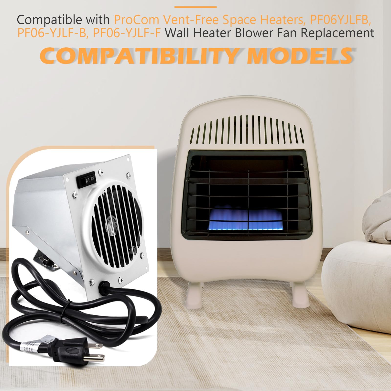 Aibabcue PF06-YJLF-B PF06-YJLF-F Thermostat Blower Fan Compatible with ProCom Vent-Free Space Heaters, Wall Heater Blower Fan Replacement PF06YJLFB