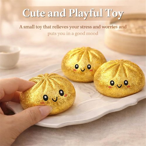 Giant Mystery Glitter Dumpling Squishy - Jumbo 4-Inch Stress Ball | 14 Colors Random Gift Box (8 Pcs)