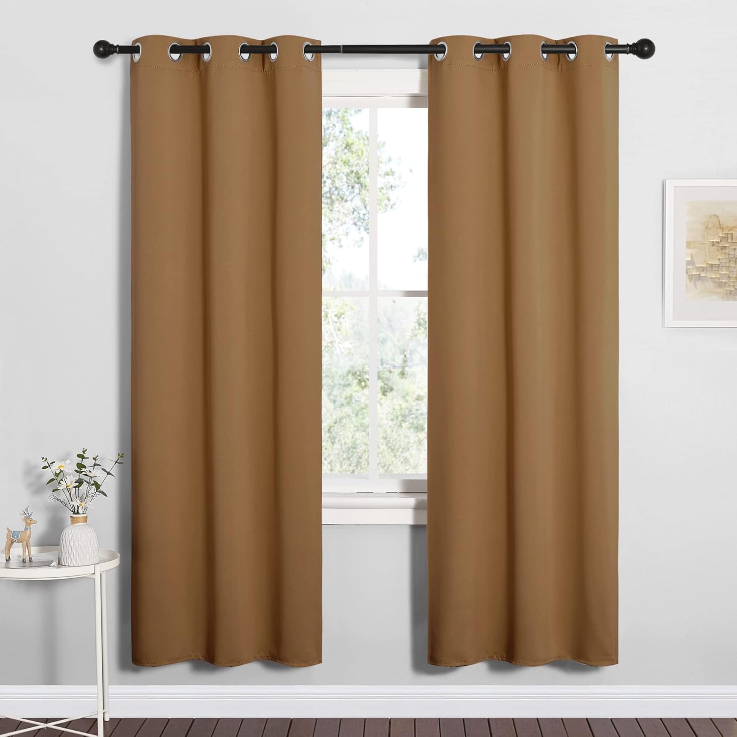 NICETOWN Blackout Curtains - Noise Reducing & Draft Blocking | 72-Inch Length, Gold Brown (2 Panels)