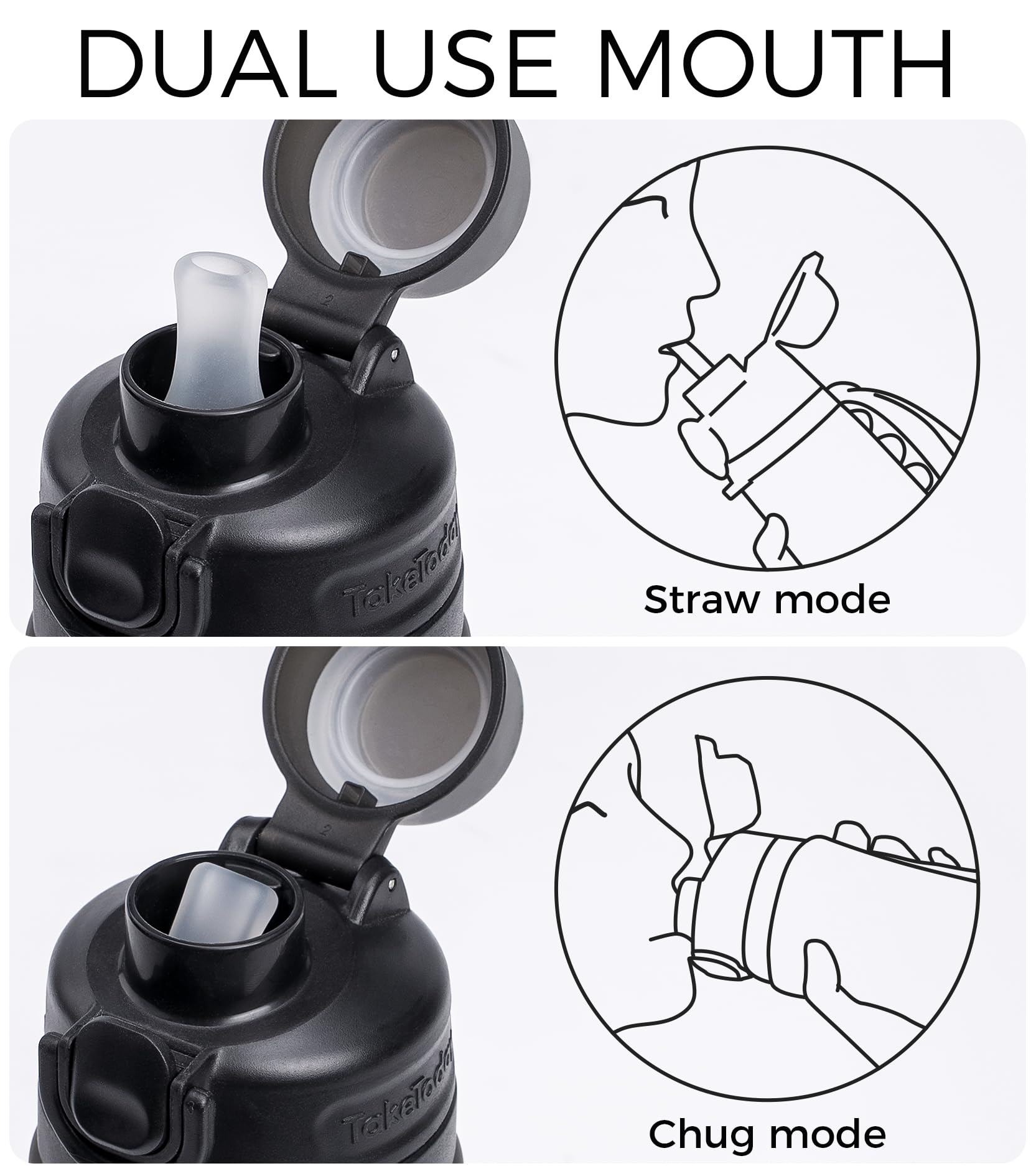 TakeToday Collapsible Water Bottles 21oz (2 pack), Foldable Platinum Silicone Travel Water Bottle with Straw & Carry Strap, Leak-Resistant Screw Lid, Wide Mouth, BPA-Free for Hiking, Camping, Travel