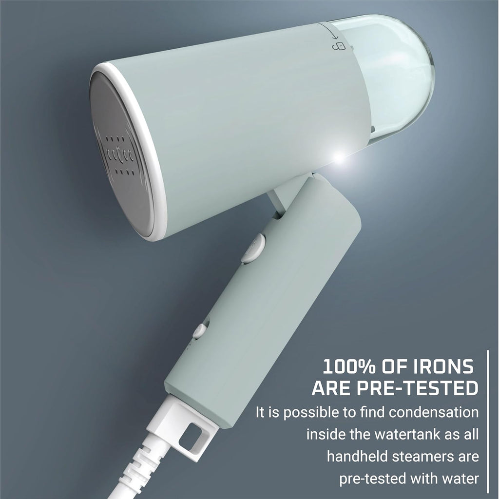Rowenta Mini Travel Steamer - Portable Handheld Clothes Steamer with 2.3 Oz Tank, 1100 Watts, Green