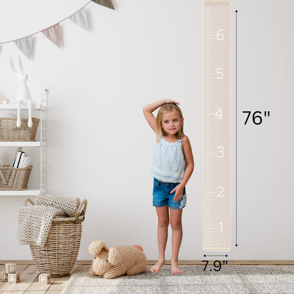 Morxy Canvas Growth Chart for Kids - Unisex Kids Room Wall Decor - Measuring Height Chart- Wall Tape with Height Chart for Kids (Canvas, Plain Beige)