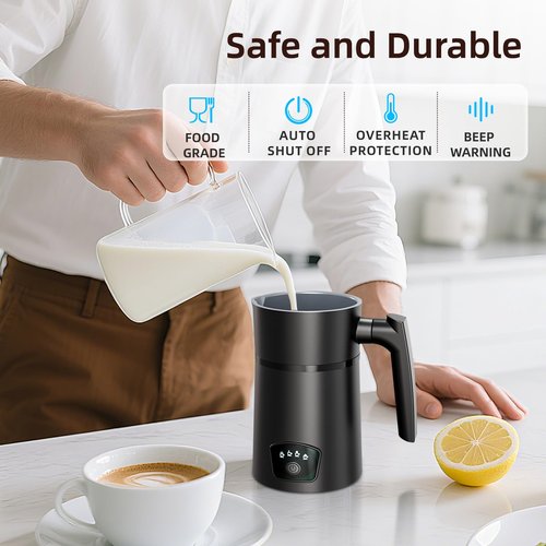 AGORVIO Milk Frother, 4-in-1 Electric Milk Steamer, Hot and Cold Foam Maker, 1 min Fast Frothing, 11.8 oz/350 ml Milk Warmer, Frother for Coffee Latte, Cappuccino, Temperature Control, Auto Shut-Off