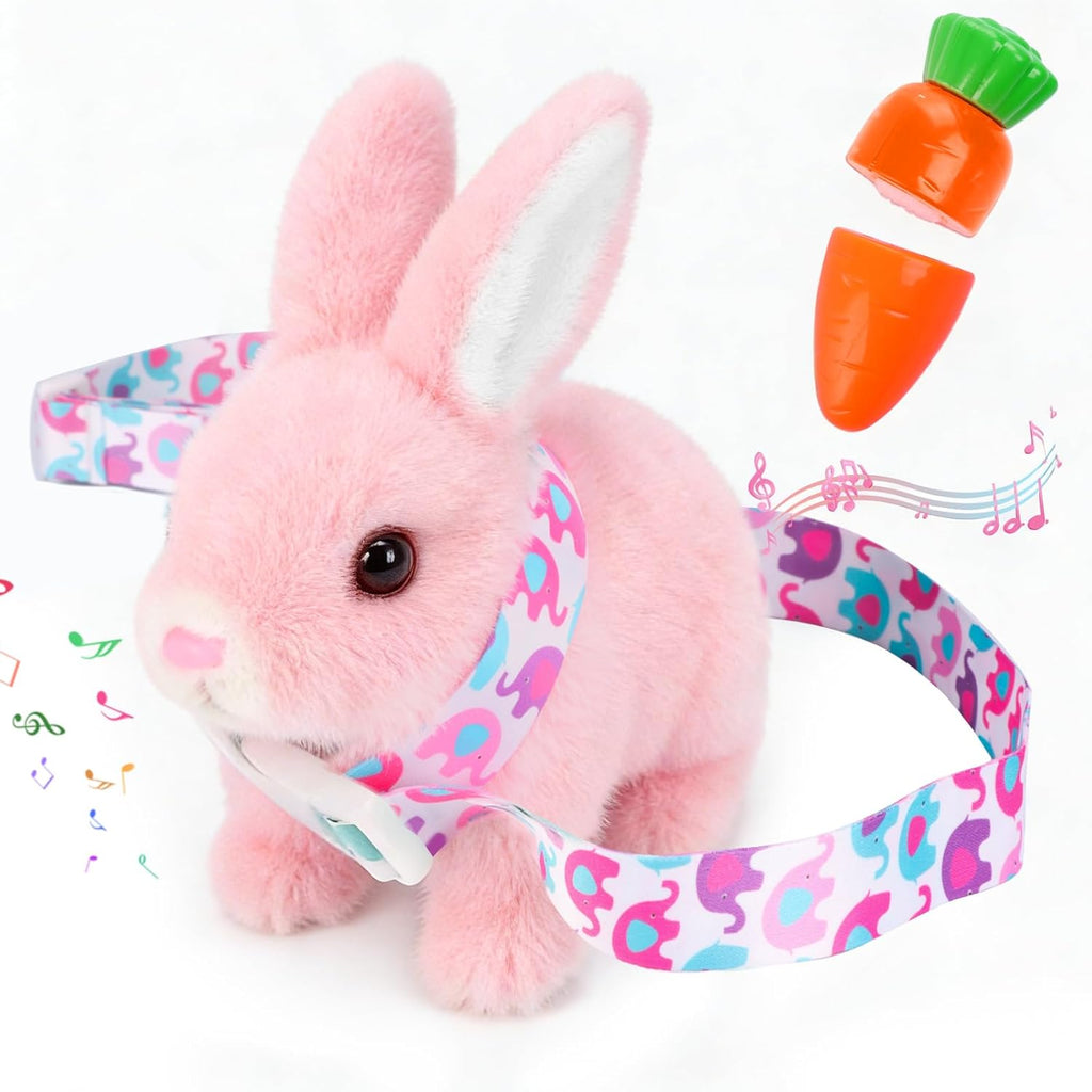 Skiennix Hopping Bunny Plush Toy - Interactive Electronic Pet with Sounds & Movements | Pink, Perfect Gift for Toddlers