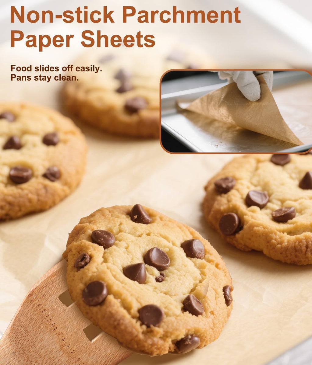 Parchment Paper Baking Sheets - 9x13IN Non-Stick Precut Sheets for Baking & Grilling | 120 Unbleached Sheets