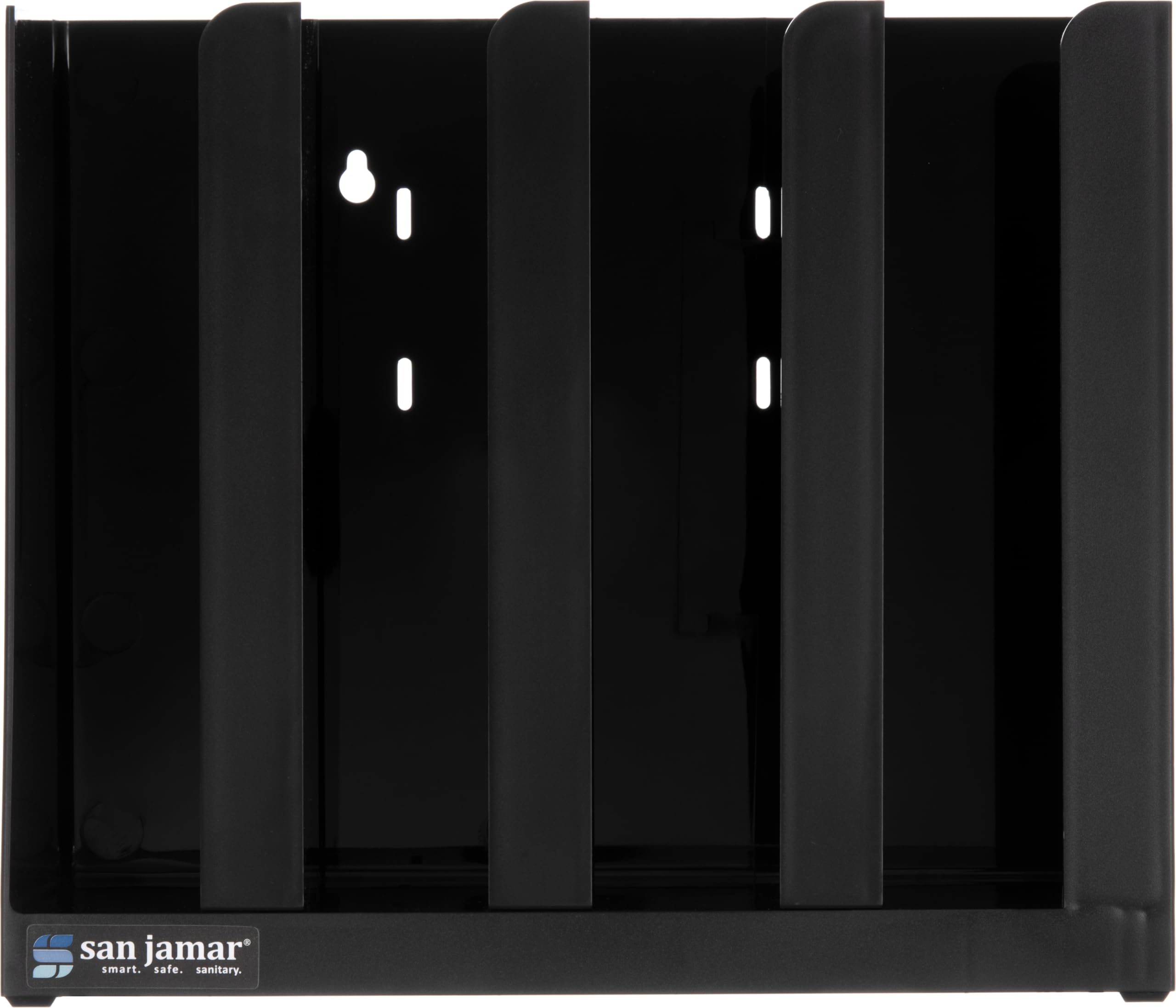 San Jamar Portion Cup and Lid Organizer Fits 2-3" Cups and Lids with Removable Dividers for Kitchen, Restaurant, and Fast Food, Plastic, 10 x 11.5 x 3.75 Inches, Black