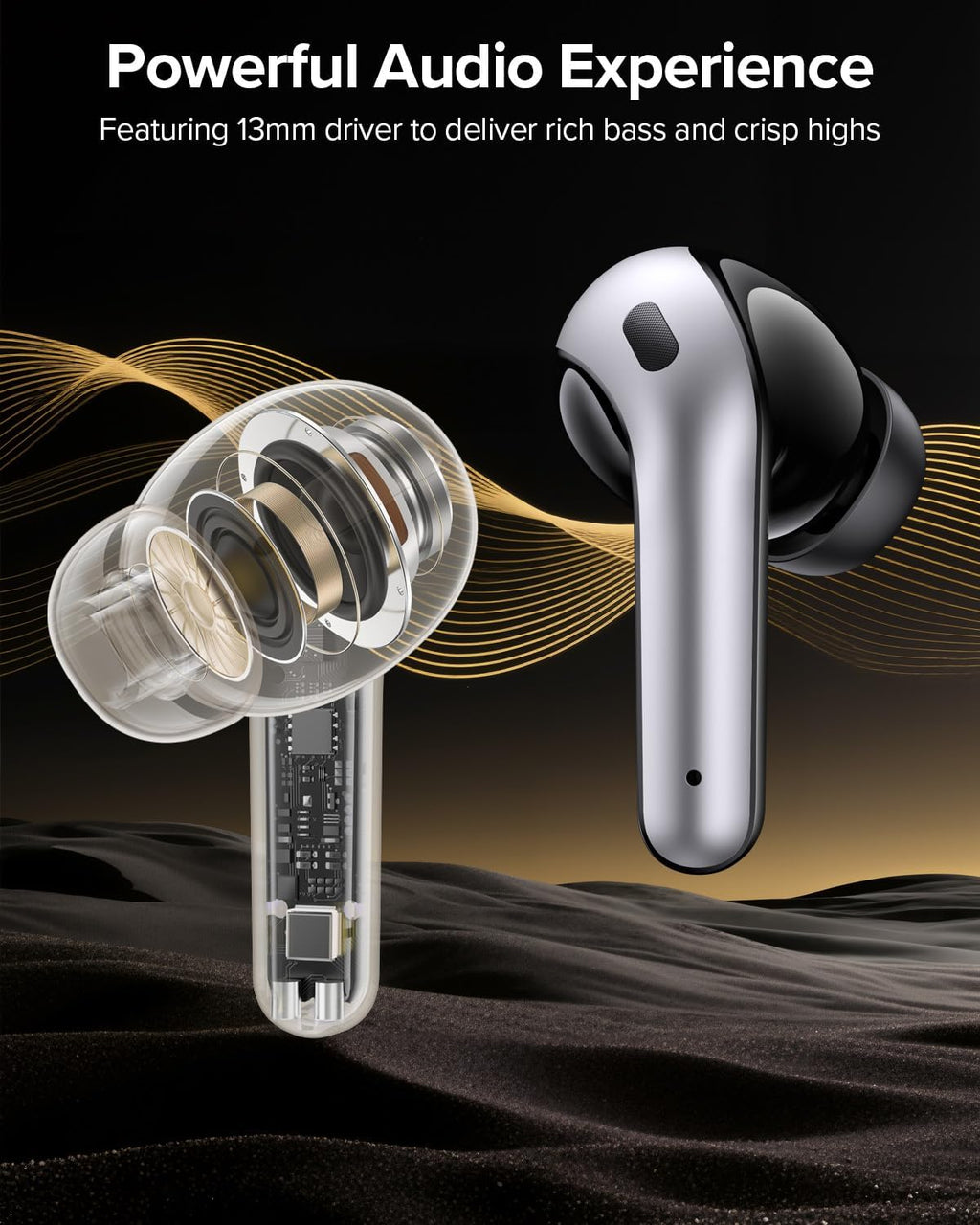 TAGRY Bluetooth Headphones - True Wireless Earbuds with 60H Playback & LED Power Display | IPX5 Waterproof, In-Ear Design for TV & Smartphones