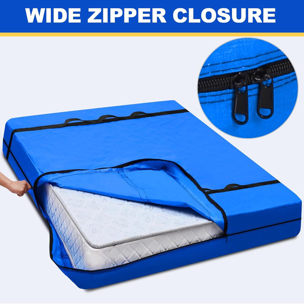 TICONN Heavy-Duty Queen Mattress Bag - Full-Around Handle & Adjustable Buckles | Blue Storage Solution