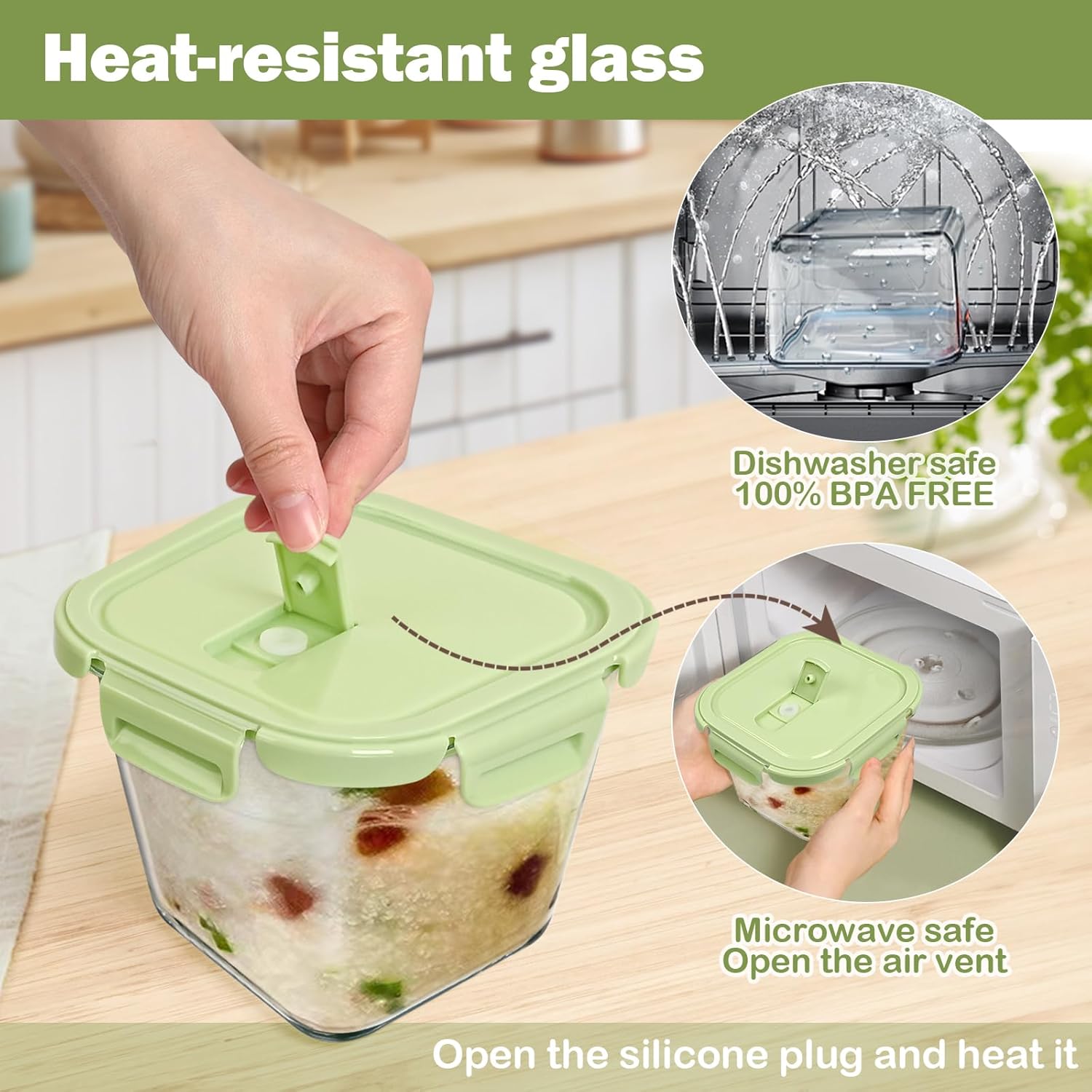 Regine Switzerland Glass Soup Containers - 32oz Borosilicate Storage with Lids, Airtight & Microwave Safe | 6 Pack