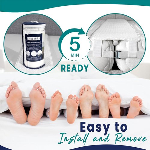 EPHEDORA 10" Extra Wide Bed Bridge Twin XL to King Converter Kit - Split King Gap Filler for Adjustable Bed - Mattress Connector & Gap Filler for Bed - Heavy Duty Metal Buckle Strap - 25D Memory Foam