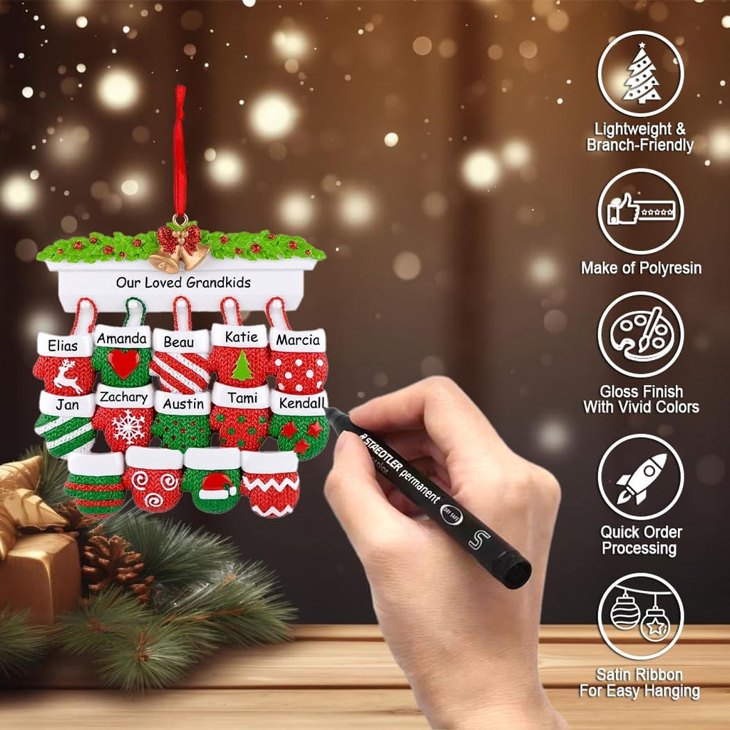 Regine Switzerland Gingerbread House Personalized Christmas Ornament - Family of 8 - Free Customization