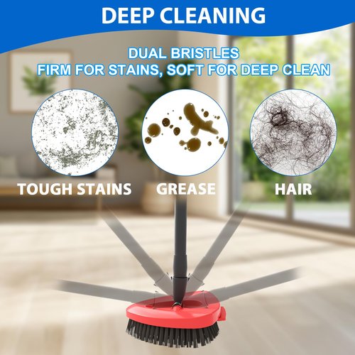 SuperAbound 2 Pack Upgraded Spin Mop Replacement Scrub Brush Heads Compatible with Ocedar EasyWring 1 Tank,Full Bristle Scrubber Replace Great for Kitchen, Bathroom, Pools,Deck Hard Floor Cleaning