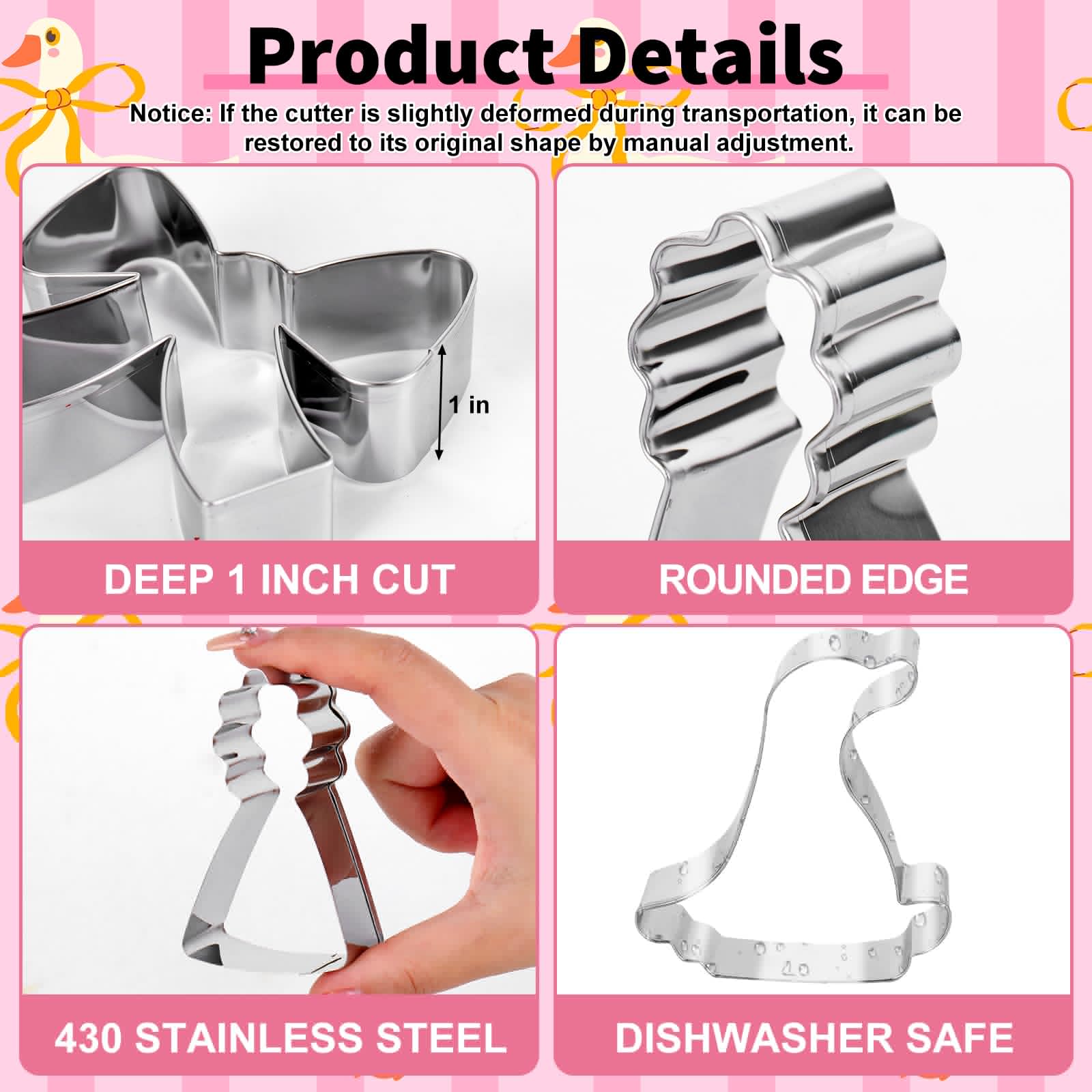 JarThenaAMCS 7Pcs One Silly Goose Baby Shower Cookie Cutters Set Biscuit Cutter Cute Goose Bow Birthday Hat Stainless Steel Cookie Cutting Molds for First Birthday Supplies