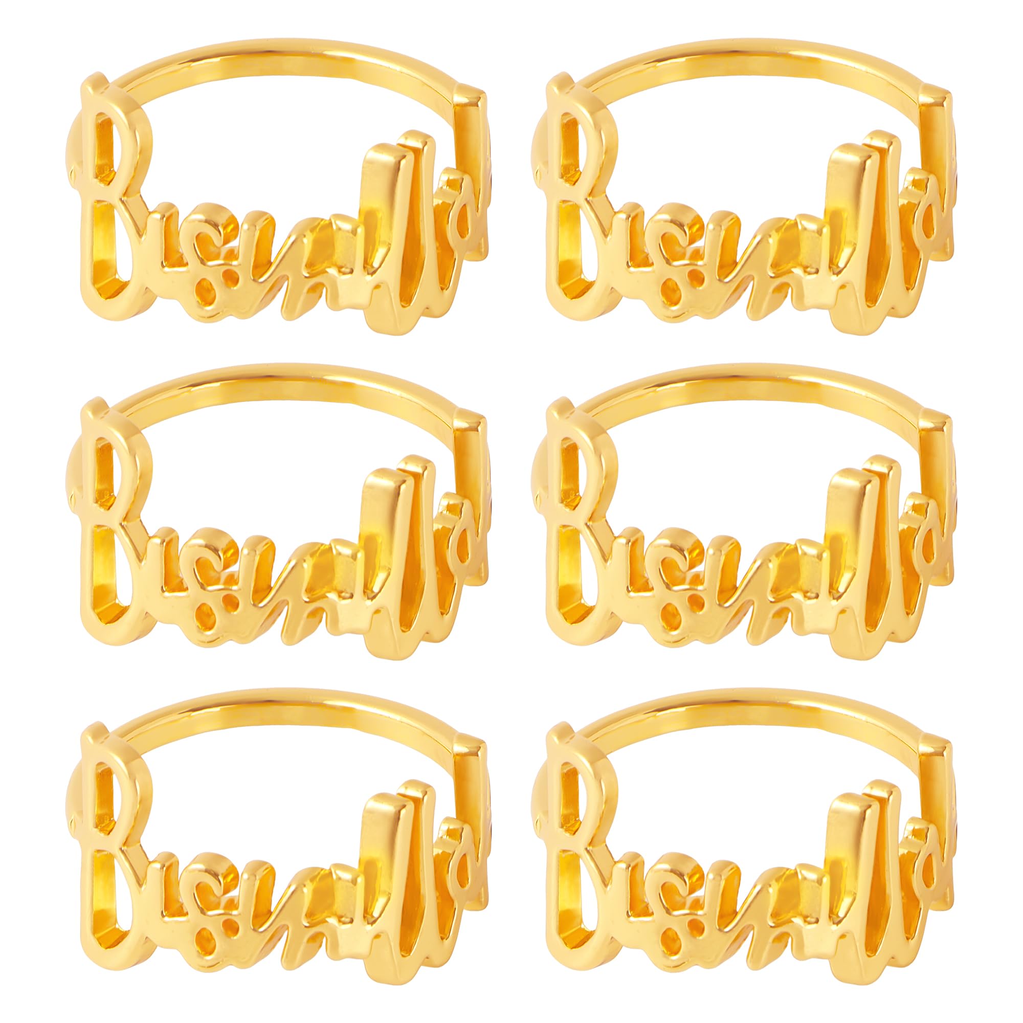 APTWOW Bismillah Letter Napkin Rings Set of 6 - Gold Metal Eid Mubarak Napkin Holder, Ramadan Napkin Rings for Ramadan Banquet Party Dining Table Decor