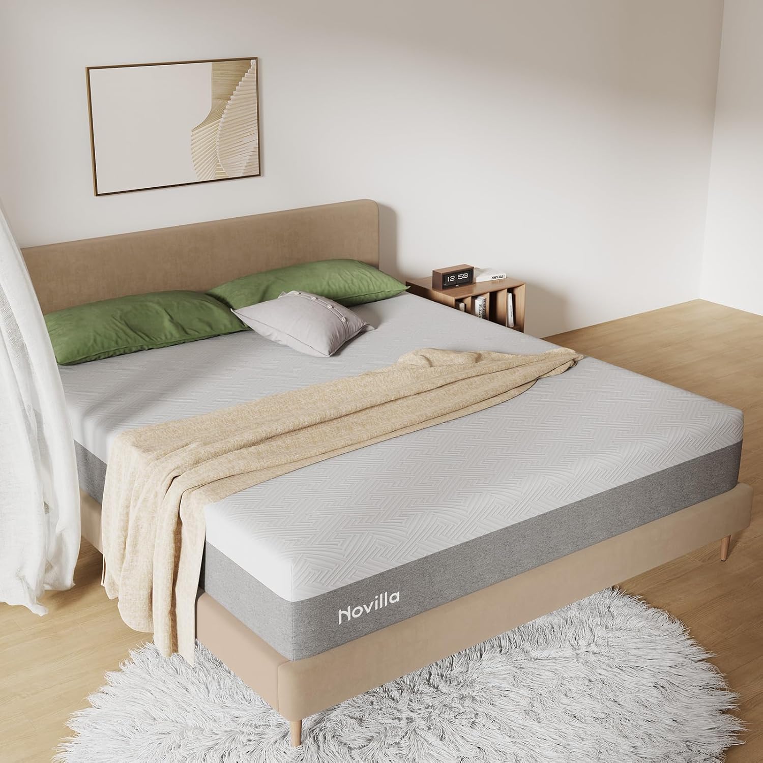 Novilla King Size Mattress - 12 Inch Gel Memory Foam for Cool Sleep & Pressure Relief | Medium Plush Feel