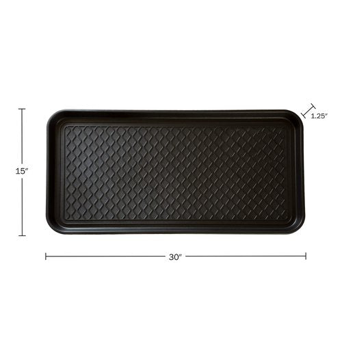 All Weather Boot Tray – Set of 2 Large Water-Resistant Plastic Utility Shoe Mat for Indoor and Outdoor Use in All Seasons by Stalwart (Black)