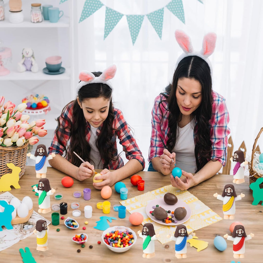 Mini Jesus Figurines by [Brand Name] - 25 Pcs Multi-Color Religious Figures for Baptism & Easter Gifts