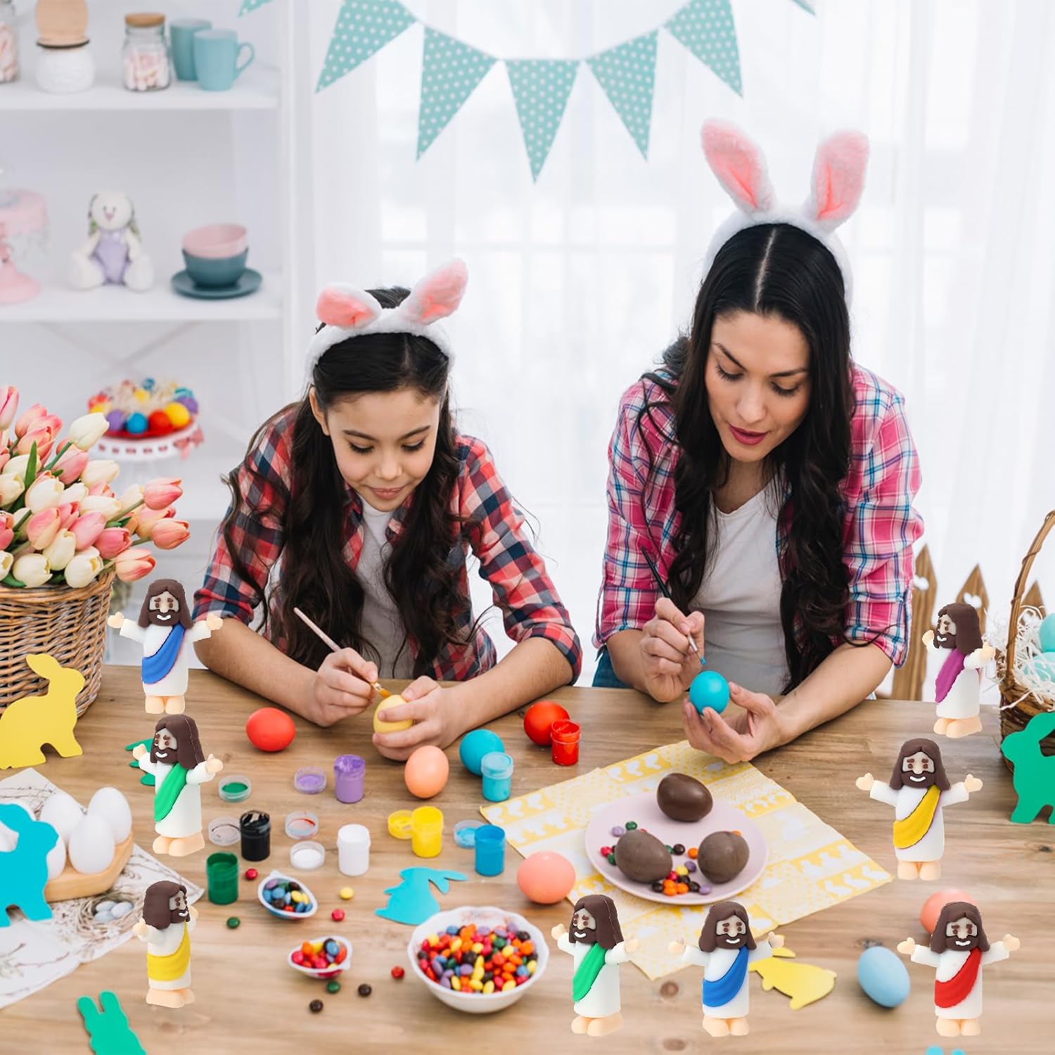Mini Jesus Figurines by [Brand Name] - 25 Pcs Multi-Color Religious Figures for Baptism & Easter Gifts