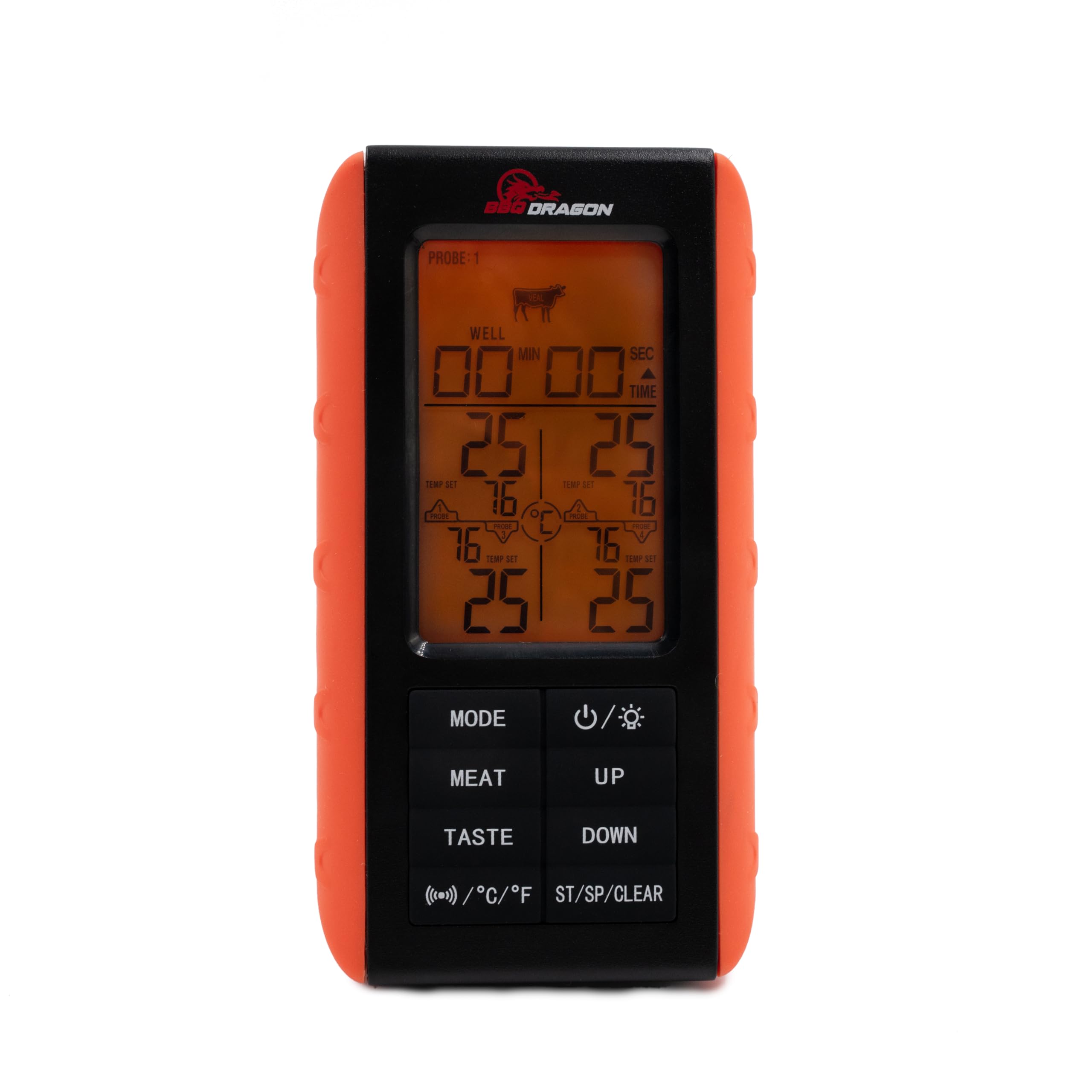 BBQ Dragon Wireless Digital Instant Read Thermometer - Food Thermometer for Cooking – Oven Safe Kitchen with 4 Probes - Meat thermometers for Smokers.
