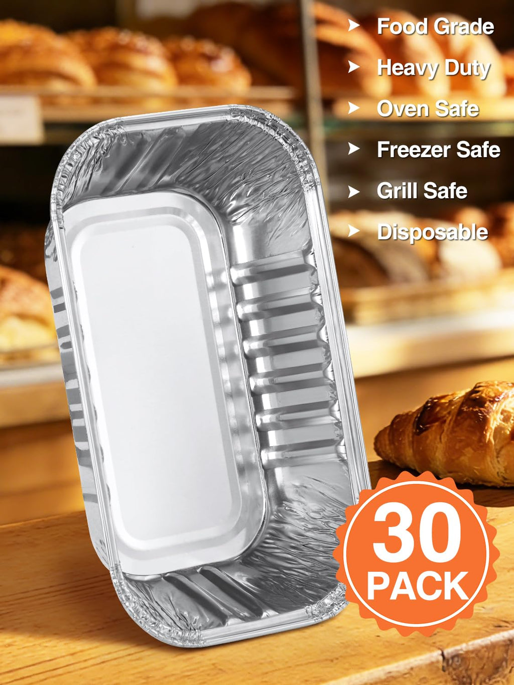 NEEBAKE 30 Pack 6x3.5x2 Disposable Aluminum Loaf Pans - 1 Lb Mini Loaf Pans, Small Aluminum Tin Foil Baking Pan, Food Containers for Baking, Cakes, Bread, Meat, Loaves