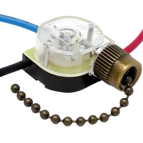 ZE-110 3 Wire Pull Light Switch Replacement Repair Kit 2 Circuit 6A 125VAC 3A 250VAC for Ceiling Fans, Wall Sconces, Floor Lamps, Table Lamps, Vanity Lights, Light Fixtures - Bronze Finish