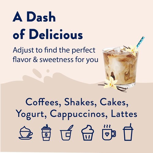 Jordan's Skinny Mixes Sugar Free Coffee Syrup - Vanilla Bean Flavoring for Lattes & Baking, 12.7 Fl Oz